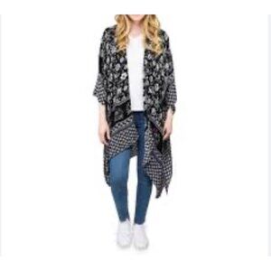 Time And Tru Floral Kimono Womens Black Size Small/Medium New
